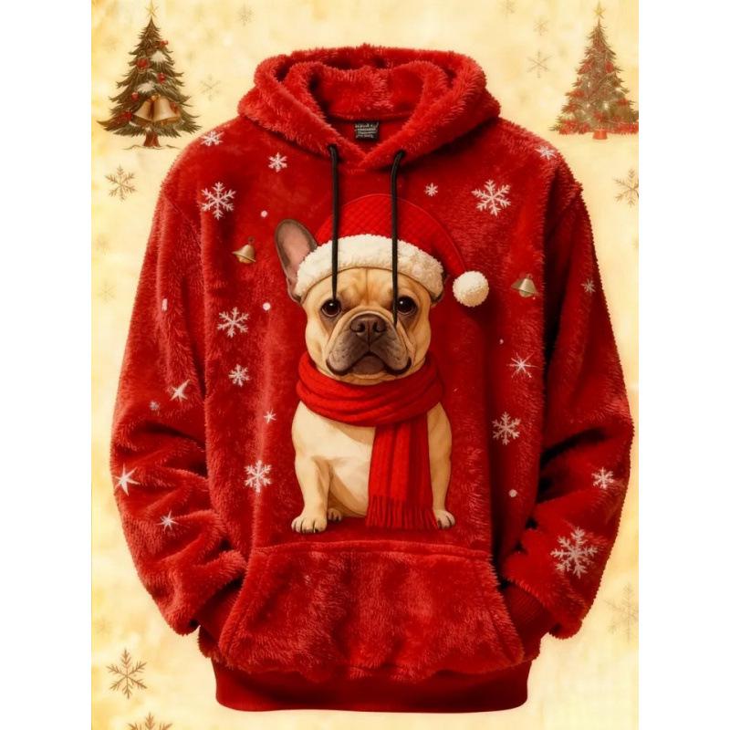 New 3D Printed Flannel Christmas Hooded Pullover - Fashionable, Loose Sweatshirt
