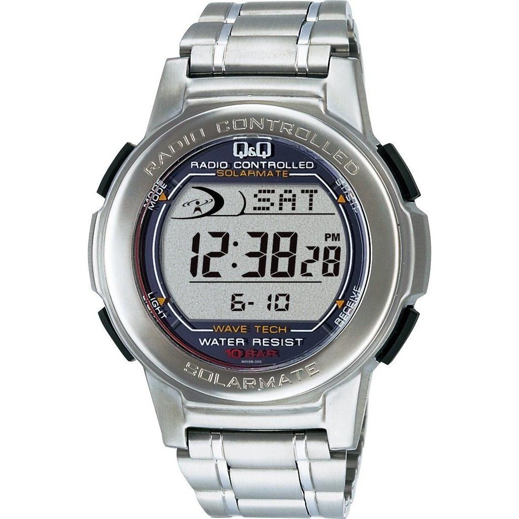 

Citizen QQ 10 ATM water-resistant solar watch (silver / radio-controlled) digital waterproof (metal band date alarm chronograph LED light) men