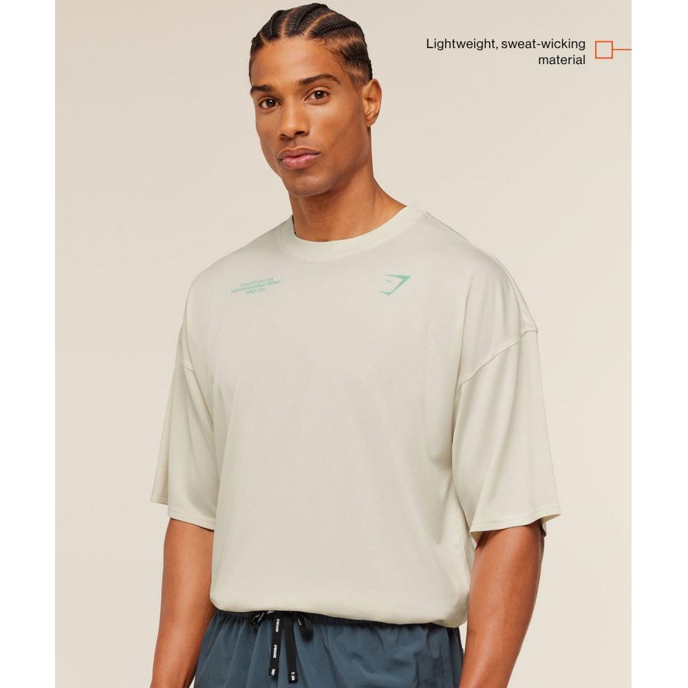 Gymshark Washed T shirT sofT whiTe Pop Turquoise condiTioning Club