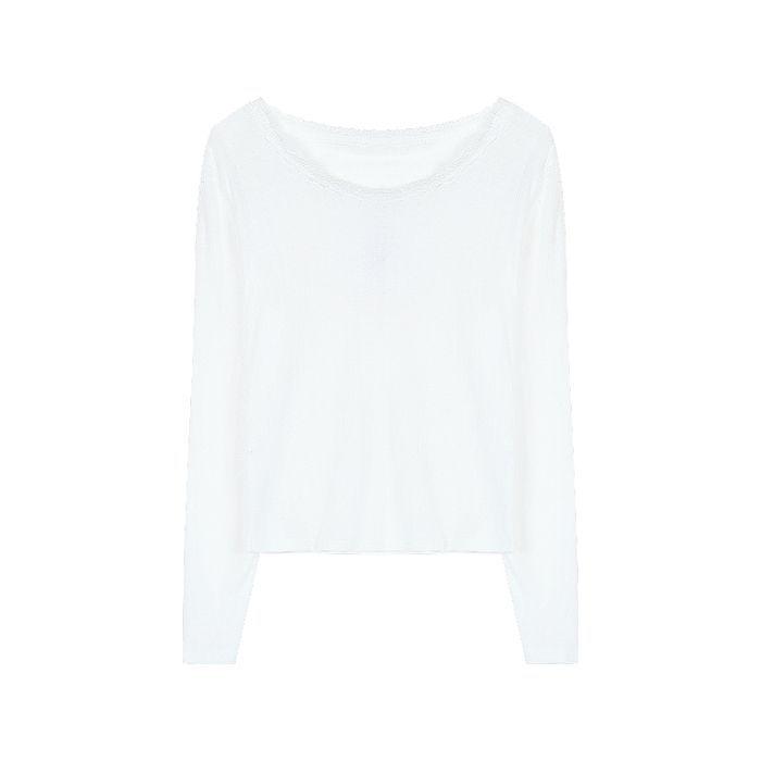 

Женский топ с длинным рукавом и кружевной отделкой - Милый, Молодящий дизайн для весны и осени XL белый