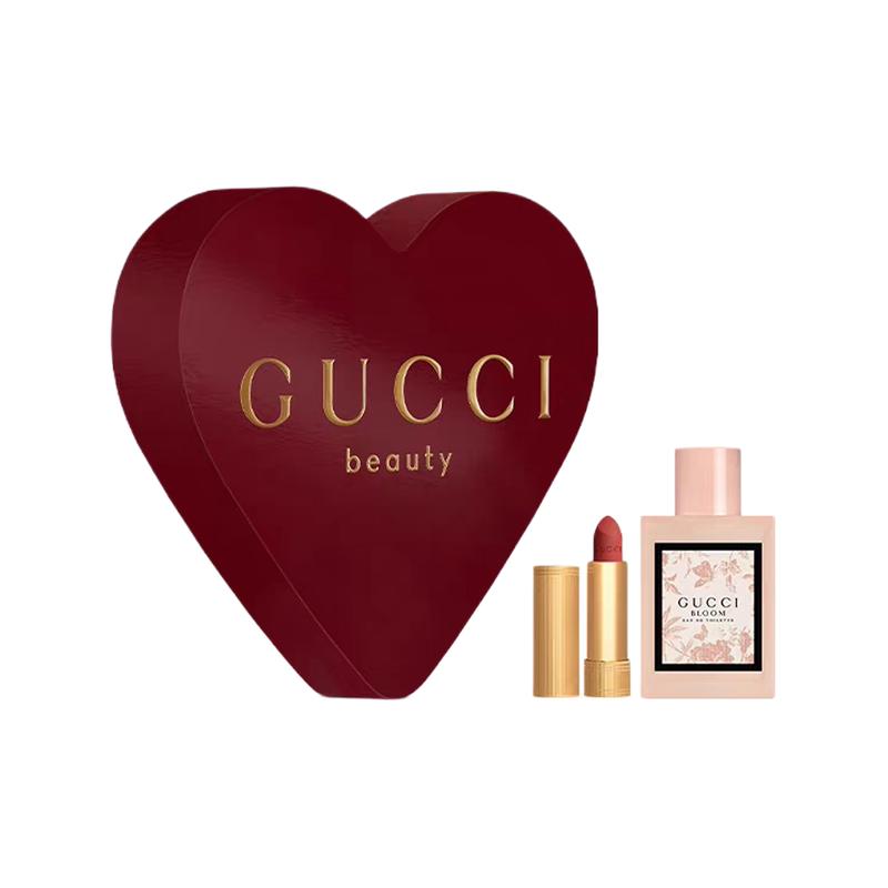 Gucci perfume set Huayue Women s Eau de Toilette Gold Tube Lipstick Colorful Two-piece set: Huayue Women s Perfume 50ml + Velvet Mist Lipstick #217