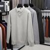 Winter Vacation Two Sweaters Men'S Polo Shirt With A Collar And Long Sleeves, Thick And Warm Base Shirt