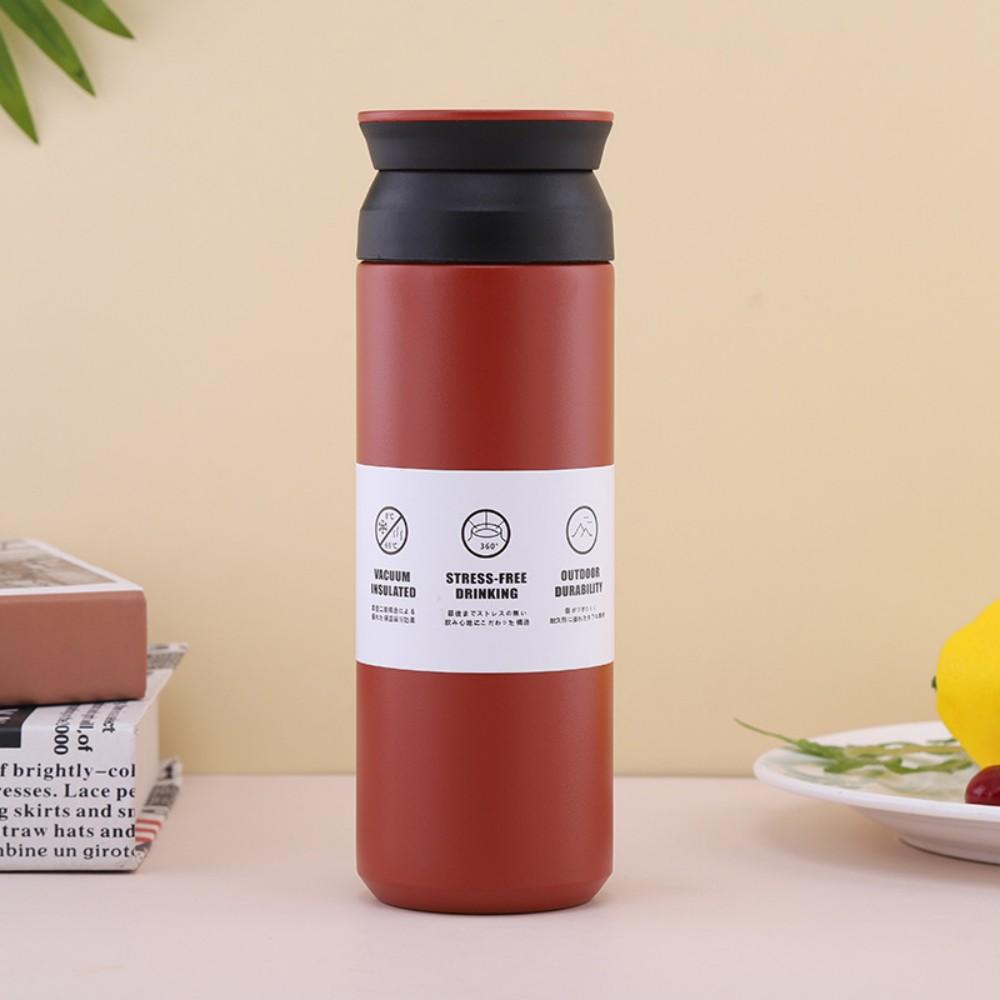 500ml Insulated Cup Stainless Steel Simple Portable Flat Lid Insulated Bottle Leakproof Insulated Water Cup For Women Men