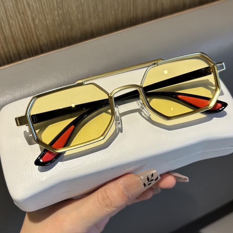 

Retro Steam-Punk Sunglasses For Men With Polygonal Ddesign Large Frame Car-Specific Premium Quality UV Protection Edgy Chic