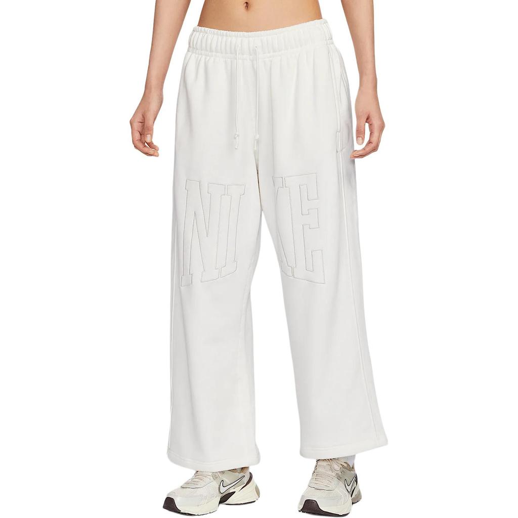 Nike Pantaloni della tuta in maglia casual semplici a gamba dritta con lacci da donna Sail-White HQ5884-133