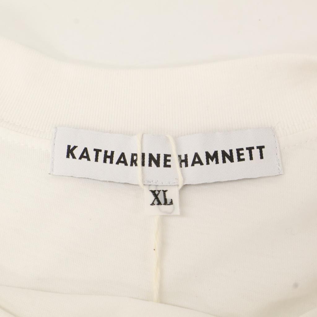 KATHARINE HAMNETT [Excellent Condition/24Stainless Steel] 24S-KHT-04 INSIDE OUT SLOGAN TEE Short Sleeve T-Shirt/ Tops XL whiteUsed