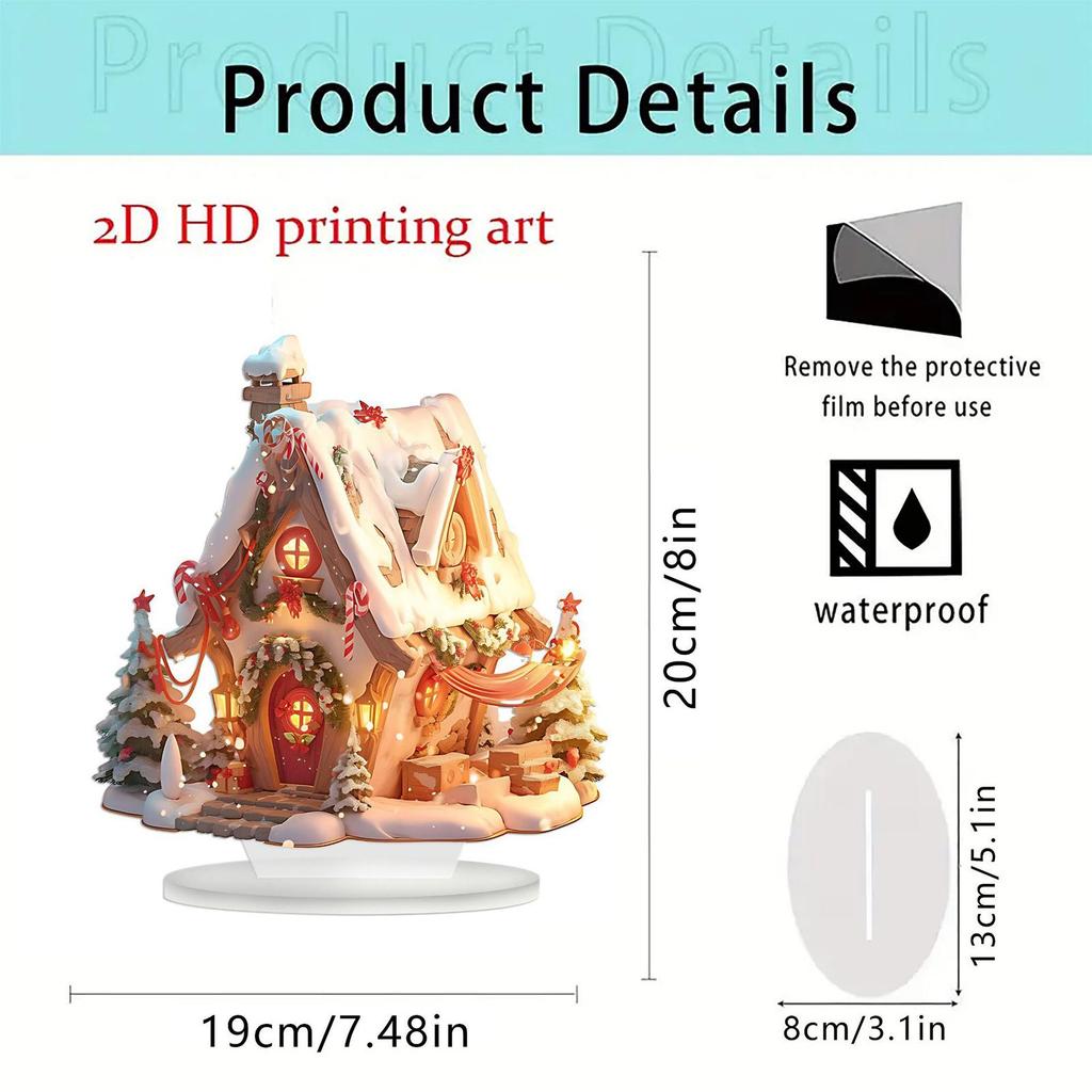 2D Acrylic Christmas Snow House with Light Table Decor Cottage Ornament Home Decoration 2025 Xmas Navidad Party Supplies