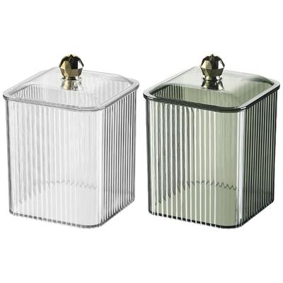 Fashionable Sturdy Plastic Cotton Swab and Pad Organizers Storage Box Portable for Makeup Application Household Use