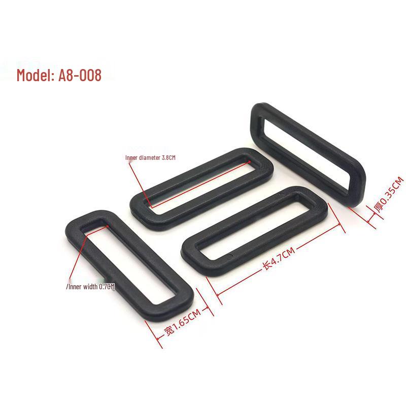 Black Plastic Rectangular Ladder Buckle - Adjustable Bag and Backpack Strap Accessory.