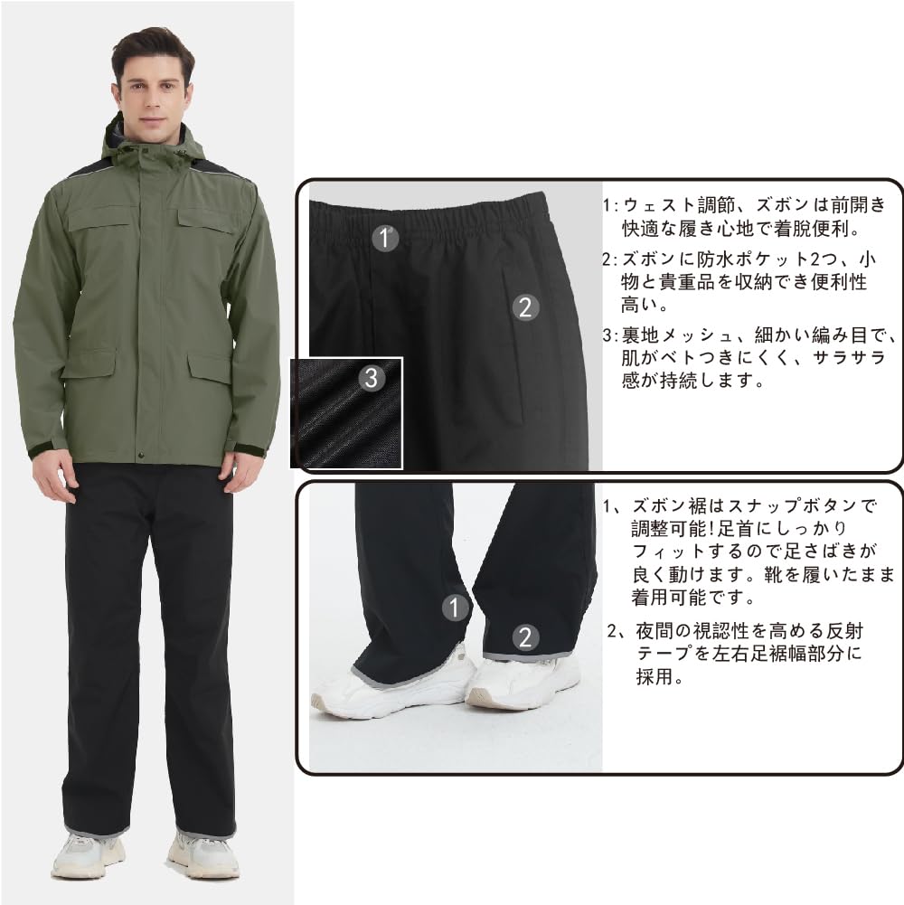 Backpack Golf Rain for Outdoor Cycling [TopKylin] Men's Rainwear, Compatible, Raincoat, Suit, Breathable, Lightweight, Stretchable, Activities,