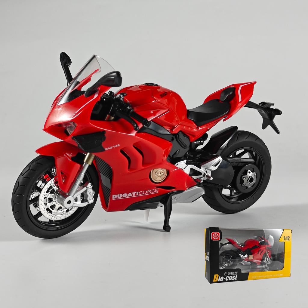 Simulazione 1:12 Ducati V4S Modello Moto Diecast Suono e Luce Giocattolo per Bambini Regalo per Bambini Collezionare Modello Ornamento Display alla Moda