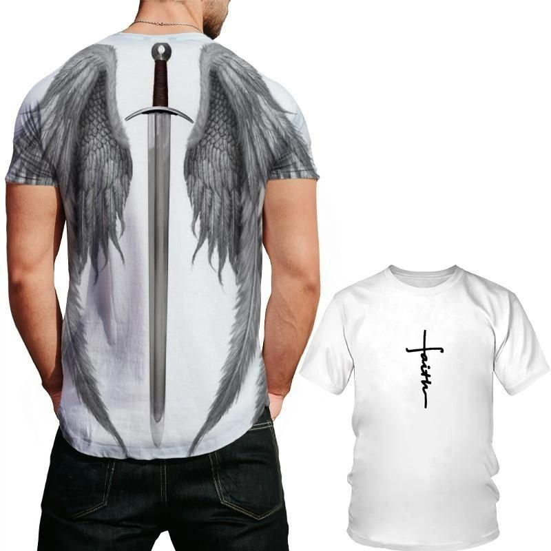 Fashion Angel Wings Pattern Printed Kids Adult T-shirt Summer Women's and Men's Casual Outdoor Girl and Boy Short Sleeve Tees Top Pullover