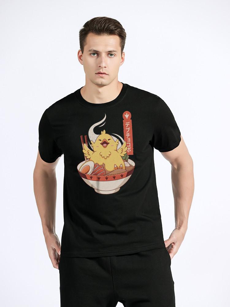 Lustiges Fettes Chocobo Ramen Final Fantasy T-Shirt Übergroß Baumwolle Kurzarm Benutzerdefiniertes T-Shirt Herren Hip Hop T-Shirt Tees Streetwear