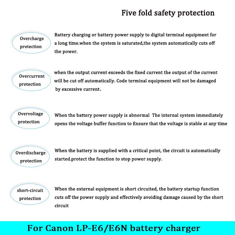LC-E6E LC-E6 Charger For Canon LP-E6 LP-E6N LP-E6NH Battery EOS 70D 60D 5D Mark III 5D Mark IV 5DSR 6D MARK II 60D 80D 7D  R5 R6