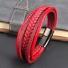 2026 New Red Braided Leather Men Bracelet Classic Hand-woven Magnetic Buckle Multi-layer Leather Bracelet For Men Jewelry Gift