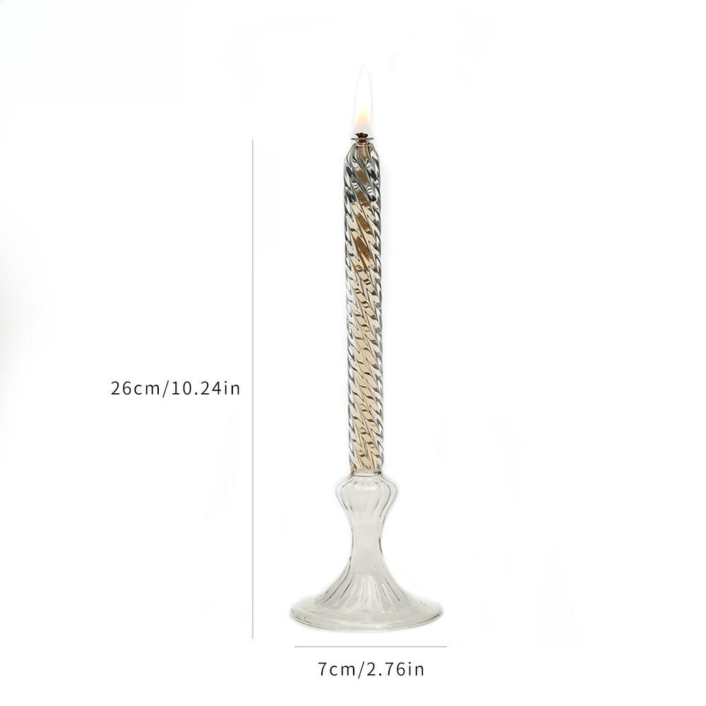 Rotate Transparent Glass Candle Holder Smokeless Glass Oil Lamps Candlestick Wedding Decor Romantic Candlelight Dinner Ornaments