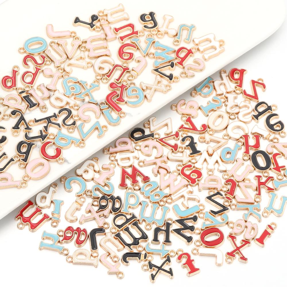 26pcs/lot Alloy Drip Oil Pendant Colorful A-Z English Letter Charm Pendant For DIY Handmade Earrings Necklace Gift Accessories