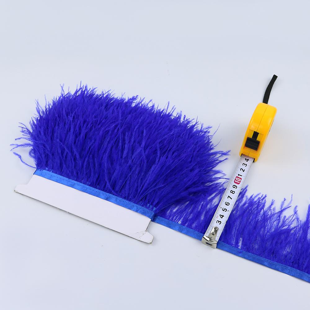 Feather1Meter 8-10cm Ostrich Feather Trim Fringe Ribbon Lake Blue for Dress Clothes Sleeve Decoration Sewing Plumes Fabric Fashion