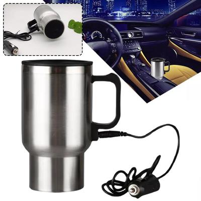 300/450ML12V 24V Electric Heating Car Kettle Water Thermal Milk Kettle Mug Steel Coffee Vehicle Travel Heating Camping Stai D0G5