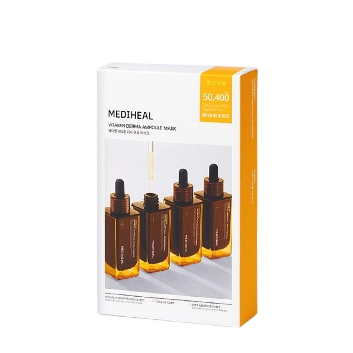 MEDIHEAL Vitamin Derma Ampoule Mask 10-Pack Set Brightening Niacinamide Complexion Glow Sheet Masks 25ml