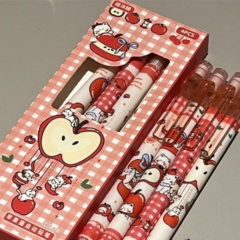 4Pcs 0.5mm Mechanical Pencils With Eraser Smooth Writing Erasable Automatic Pencil School Office Supplies Student Stationery