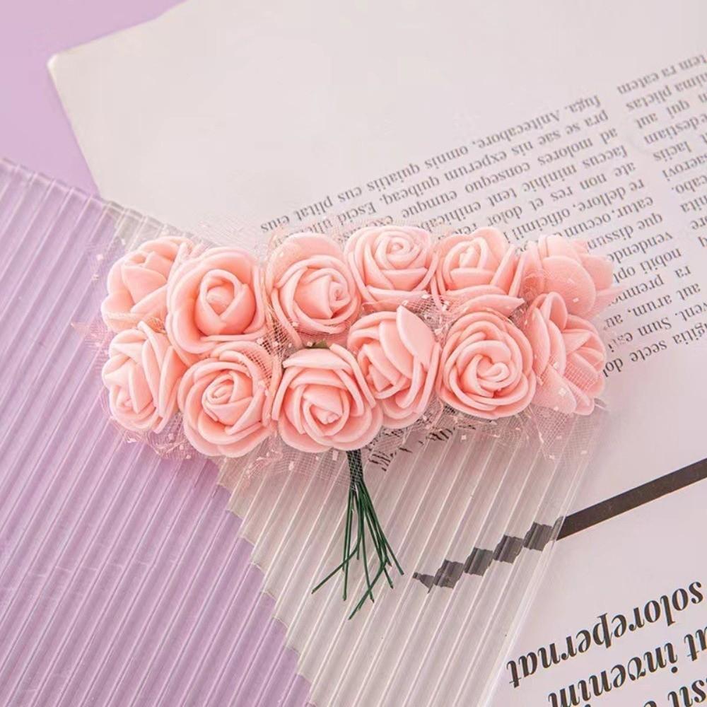 144Pcs Multicolor Foam Artificial Flower Mini Rose Wreath Accessorie Foam Fake Flowers DIY Artificial Flower Craft
