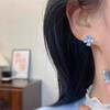 Mori ice transparent blue opal flower ear buckle design sense exquisite versatile earrings temperament earrings