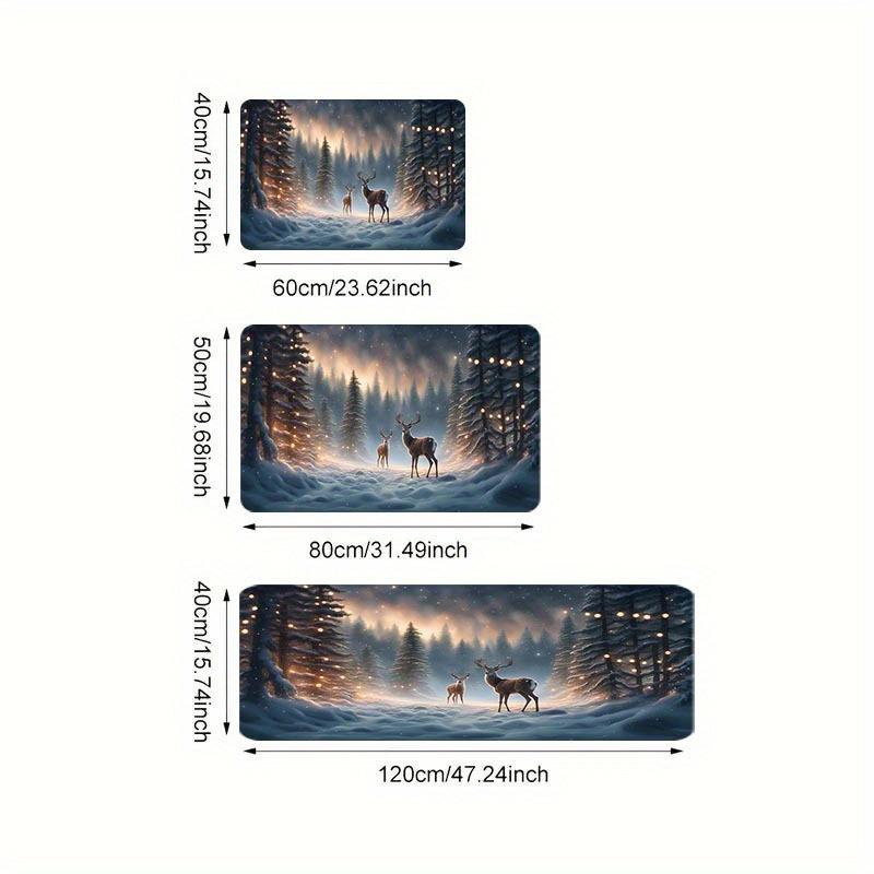 1Pcs Anti Fatigue Kitchen Rugs Merry Christmas deer Print Waterproof Non-Slip Thick Cushioned Kitchen Mat Heavy Duty Comfort Standing Mat for Kitchen