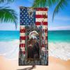 Cow with Sunflowers Beach Towel Rustic Wood Print Quick Dry Absorbent Towel