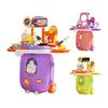 Kids Role Play Suitcase 3-in-1 Pretend Play Set with Mini Kitchen Doctor