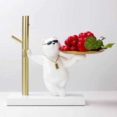 Light Luxury Cartoon Animal Bear Entrance Key Storage Desktop Decorations Snack Plate Fruit Candy Tray Accessories