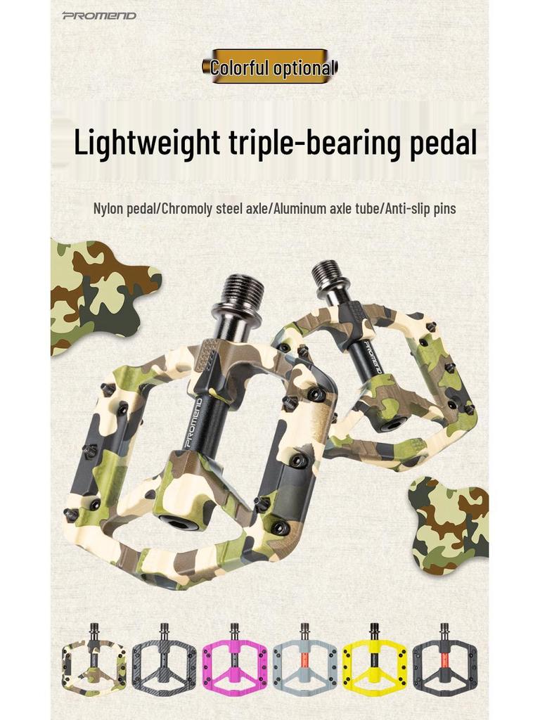 PROMEND Fargerike Nylon Sykkelpedaler med 3 Kulelager for Terreng- og Landeveissykler.