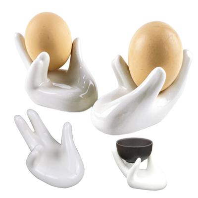 Hand-Shaped Egg Holder Sturdy Ceramic Construction Easy Maintenance Boiled Egg Stand Container Desk Decoration