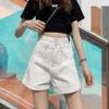 Women's White Pants Summer Crimping High Waist Classic Light Blue Denim Shorts Pants Wide Leg Street Style All-match Jean Casual Shorts