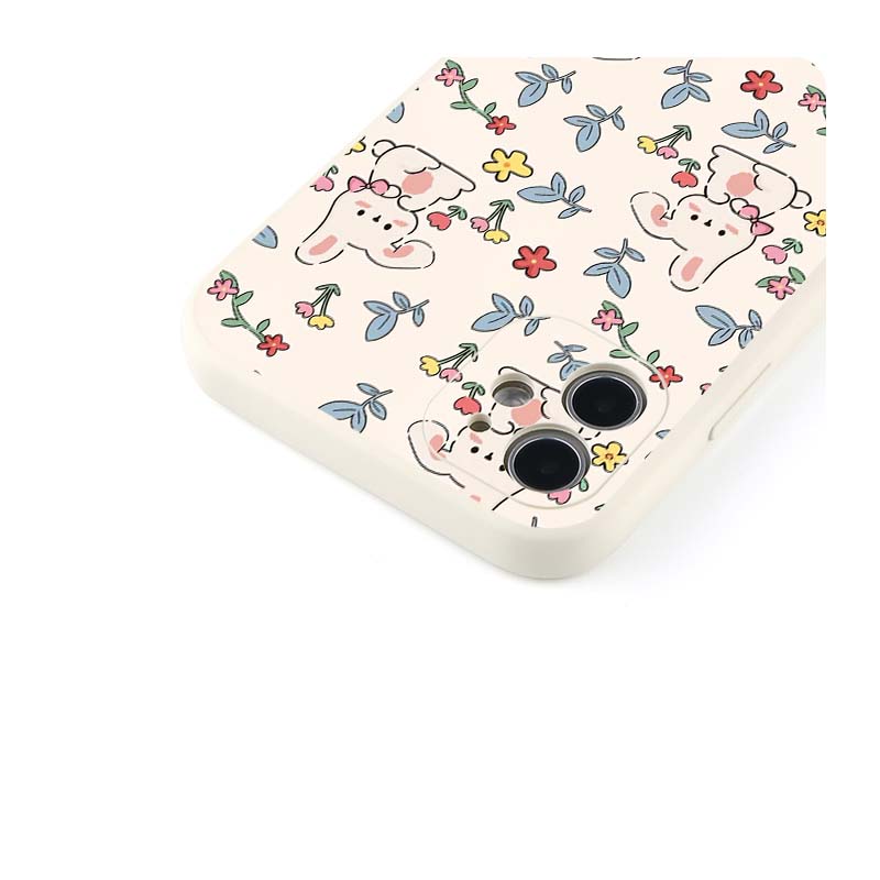 Husă drăguță cu iepure florală pentru Iphone 14pro Plus 13 11 12mini Husă de lux din silicon moale rezistentă la șocuri pentru Iphone 11pro Max Capinha