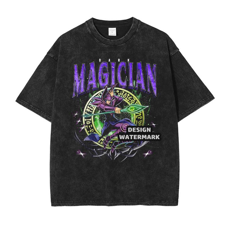 Anime Yu Gi T Shirts Manga Vintage Washed Oh Blue Eyes White Dragon Tshirt Oversized Yugioh T Shirt Retro Tops Tees Man Cotton