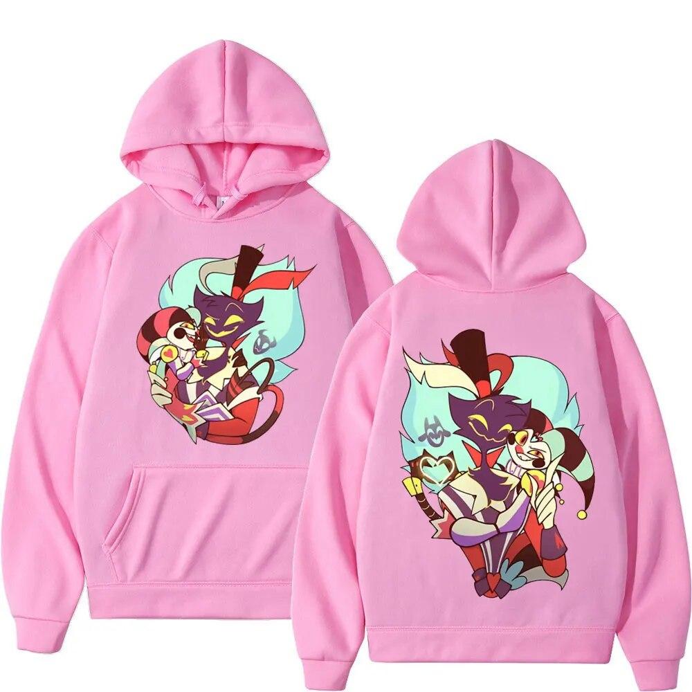 Sudadera Unisex de Helluva Boss Asmodeus Fizzarolli Doble Cara Personaje de Dibujo Animado Demonio Sudadera con Capucha Ropa Urbana de Anime Camisetas de Algodón Oversize