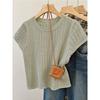 Thin Ice Silk Hollowed-out Knitted Sweater Short-sleeved T-shirt Women's Summer New Round Neck Slim-fitting and Thin Versatile Short Top