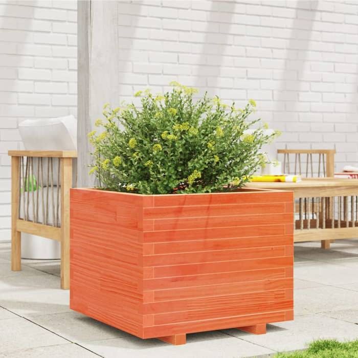 VidaXL Planter Wax Brown 60x60x49.5 Cm Solid Pine Wood, Outdoor Planter, Flower Box, Plant Box, 847360