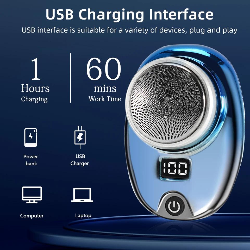 Portable Electric Shaver USB Rechargeable Mini Shave Electric Razor Pocket Shaver Waterproof Shaver Smart LED Display