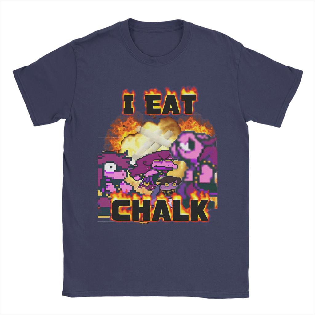 I Eat Chalk Susie Deltarune T Shirt Men Pure Cotton Vintage TShirts Round Neck  Tee Shirt Short Sleeve Clothing Big Size