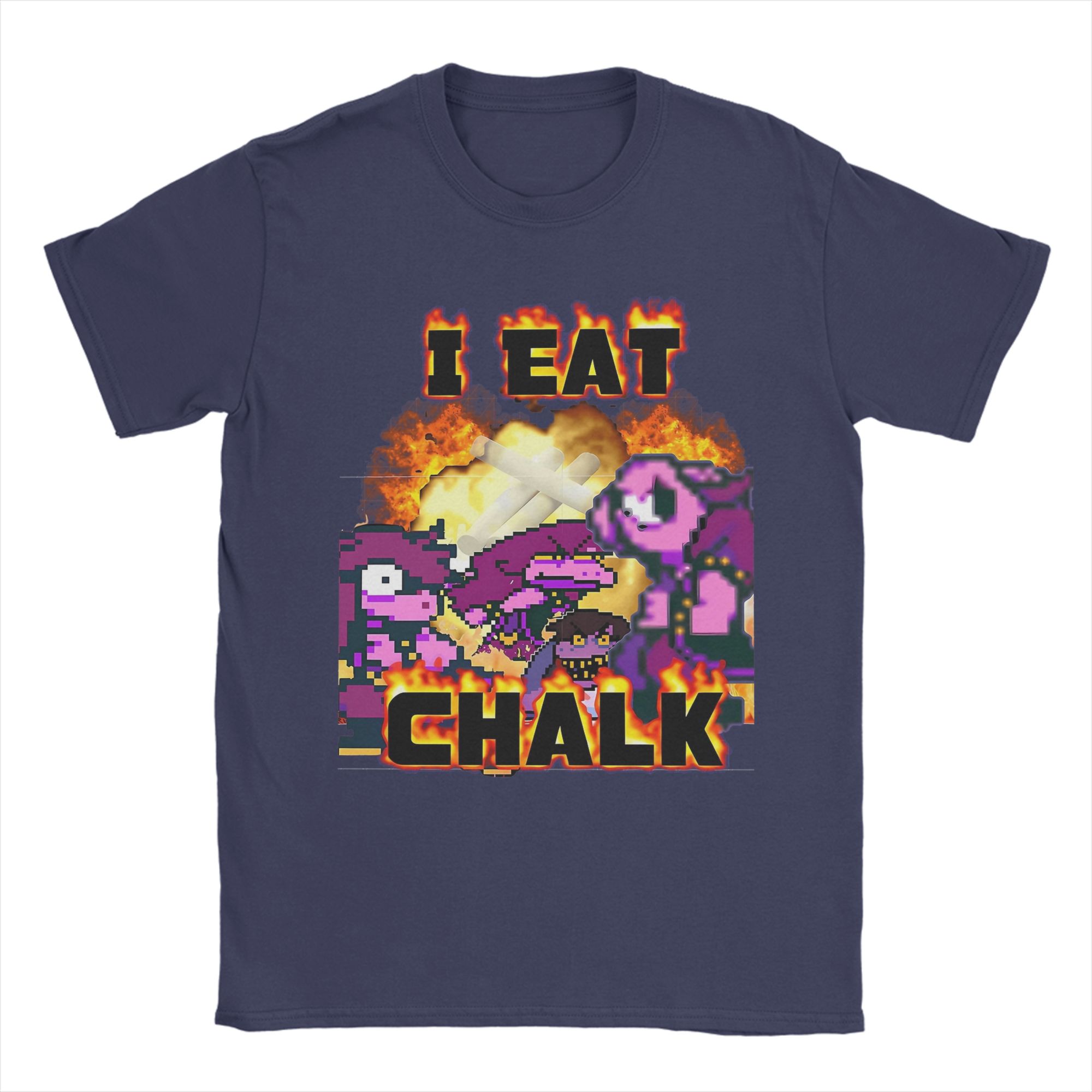 

I Eat Chalk Susie Deltarune T Shirt Men Pure Cotton Vintage TShirts Round Neck Tee Shirt Short Sleeve Clothing Big Size 3XL