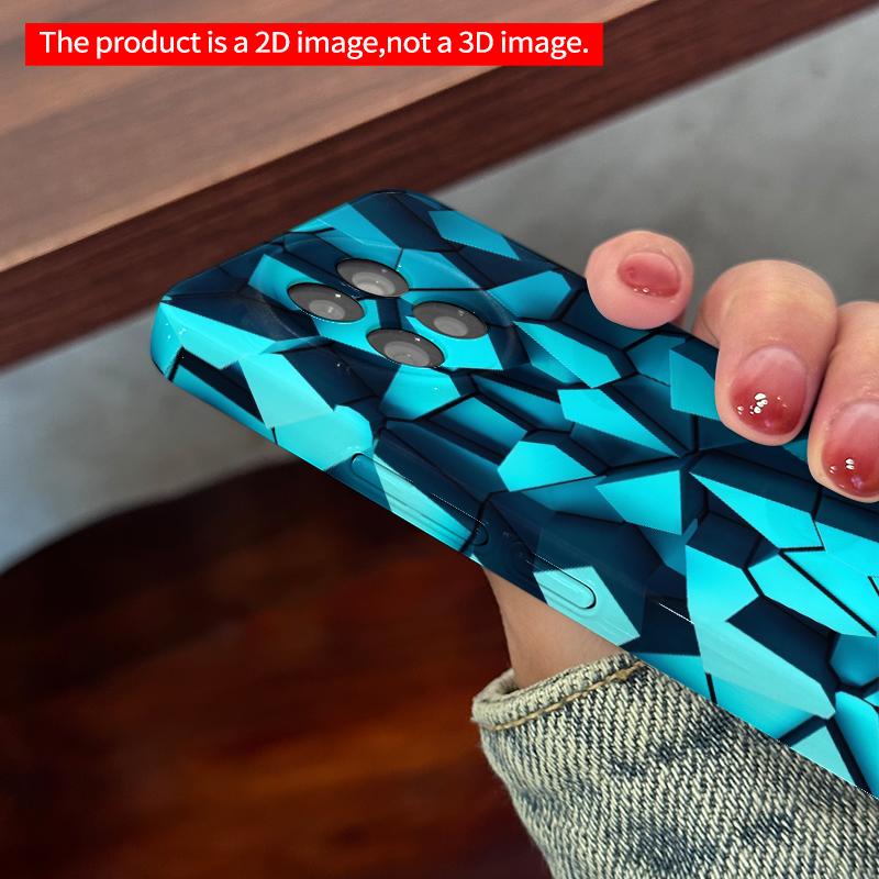 2DFlat Xiaomi Redmi phone caseBlue Geometric Tile Pattern Phone Casesuitable for Redmi Note 11 12 13 14 A3 K80 15 17 Ultra