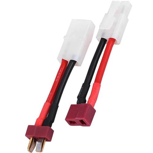 LIANHATA T-Type Connectors, Set of 2, 14AWG, 5cm Long, Silicone Jacket, Male (Female) To Female (Male) T-Plug Adapter, for RC Drone Batteries, Tamiya