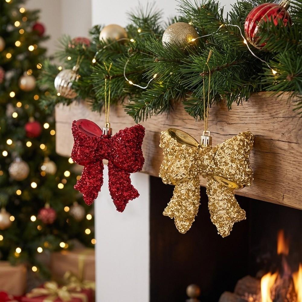 Electroplated Christmas Bow Hanging Ornament Xmas Bow Decoration  Festive Hanging Decor