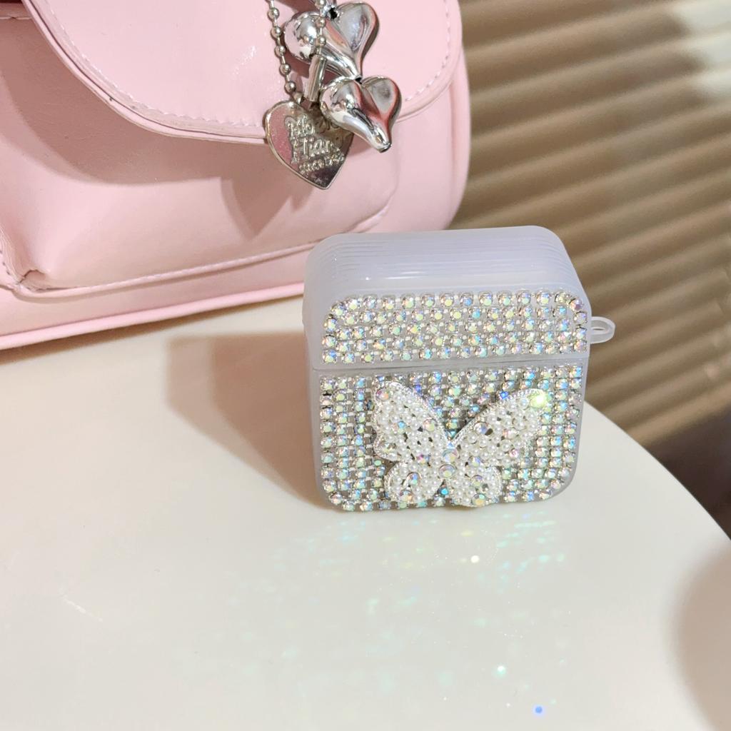 Plastic Glitter Diamond Butterfly Cute Kitty Case for for 1 2 3 4 Pro 2 Shockproof Dirt-Resistant Wireless Earphone