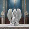 3D-gedruckte Engelsfigur Kleine hockende Engelsfigur Tischdekoration Weißer geflügelter Engelskulptur