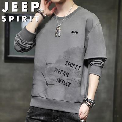 JEEP SPIRIT Men's Round Neck Pullover Sweatshirt