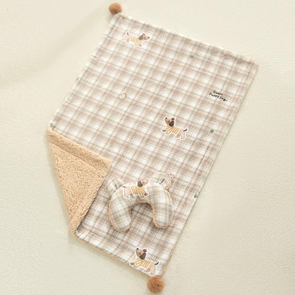 

Comfortable Dog Warm Quilt Thickened Fleece Pet Blanket Cartoon Cat Sleeping Pad for Cats and Dogs S хаки