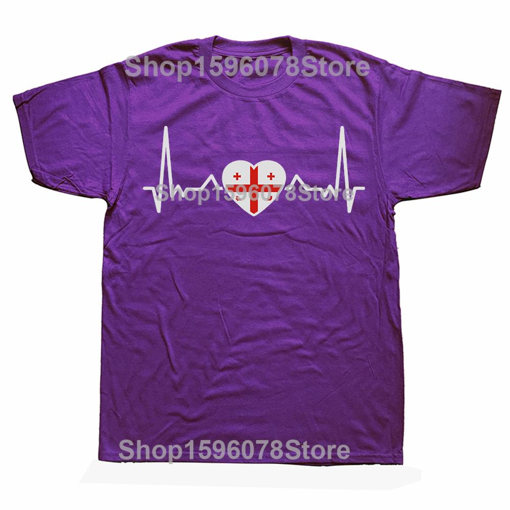 

Funny Georgia Heartbeat Georgian Flag Adult TShirt Summer Men Fashion T Shirts Cotton Short Sleeve Oversized Loose Tshirt Tops 4XL
